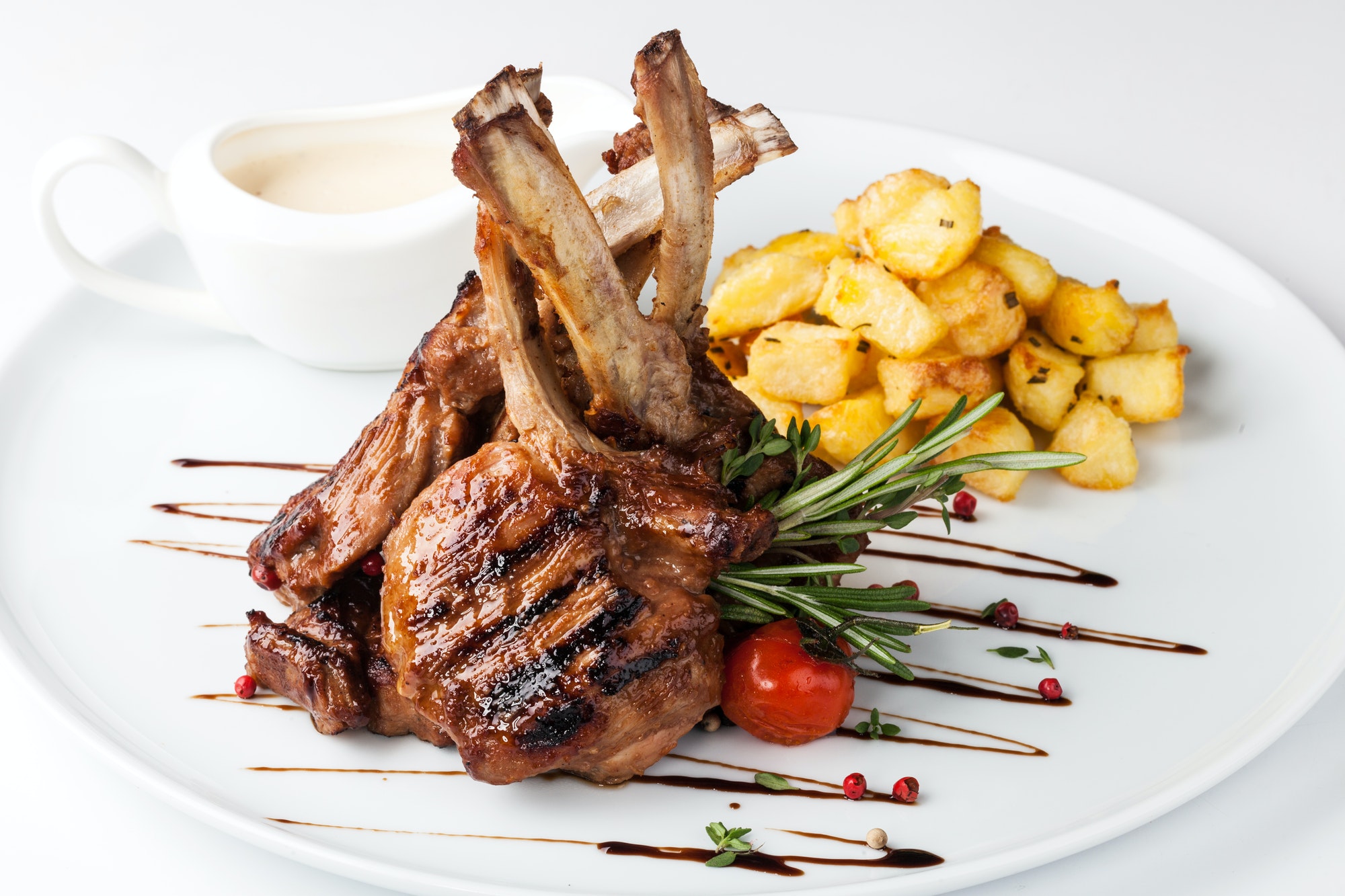 lamb chop meal with potato